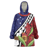 Samoan Ula Fala Flowers Wearable Blanket Hoodie Christmas Santa Belt LT9 One Size Red - Polynesian Pride