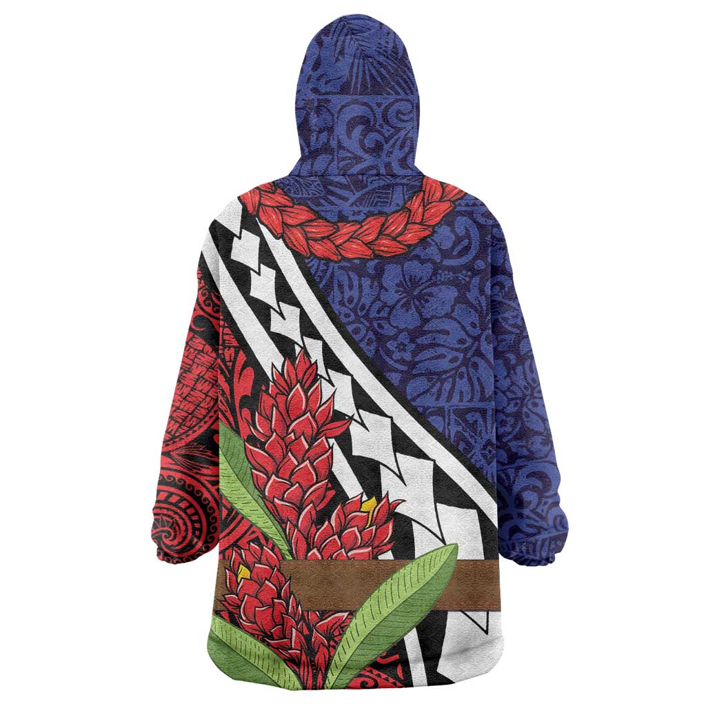Samoan Ula Fala Flowers Wearable Blanket Hoodie Christmas Santa Belt LT9 - Polynesian Pride