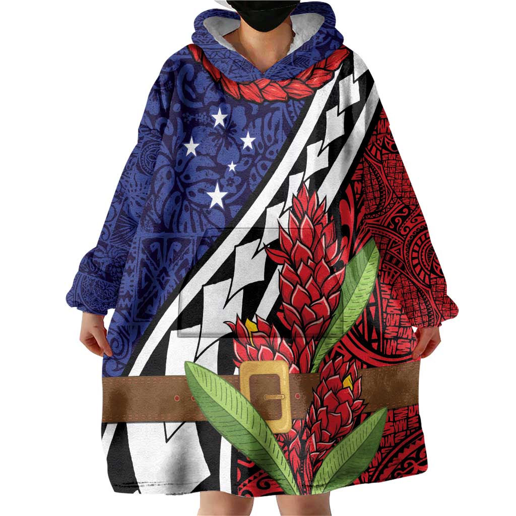 Samoan Ula Fala Flowers Wearable Blanket Hoodie Christmas Santa Belt LT9 - Polynesian Pride