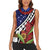 Samoan Ula Fala Flowers Women Sleeveless Polo Shirt Christmas Santa Belt