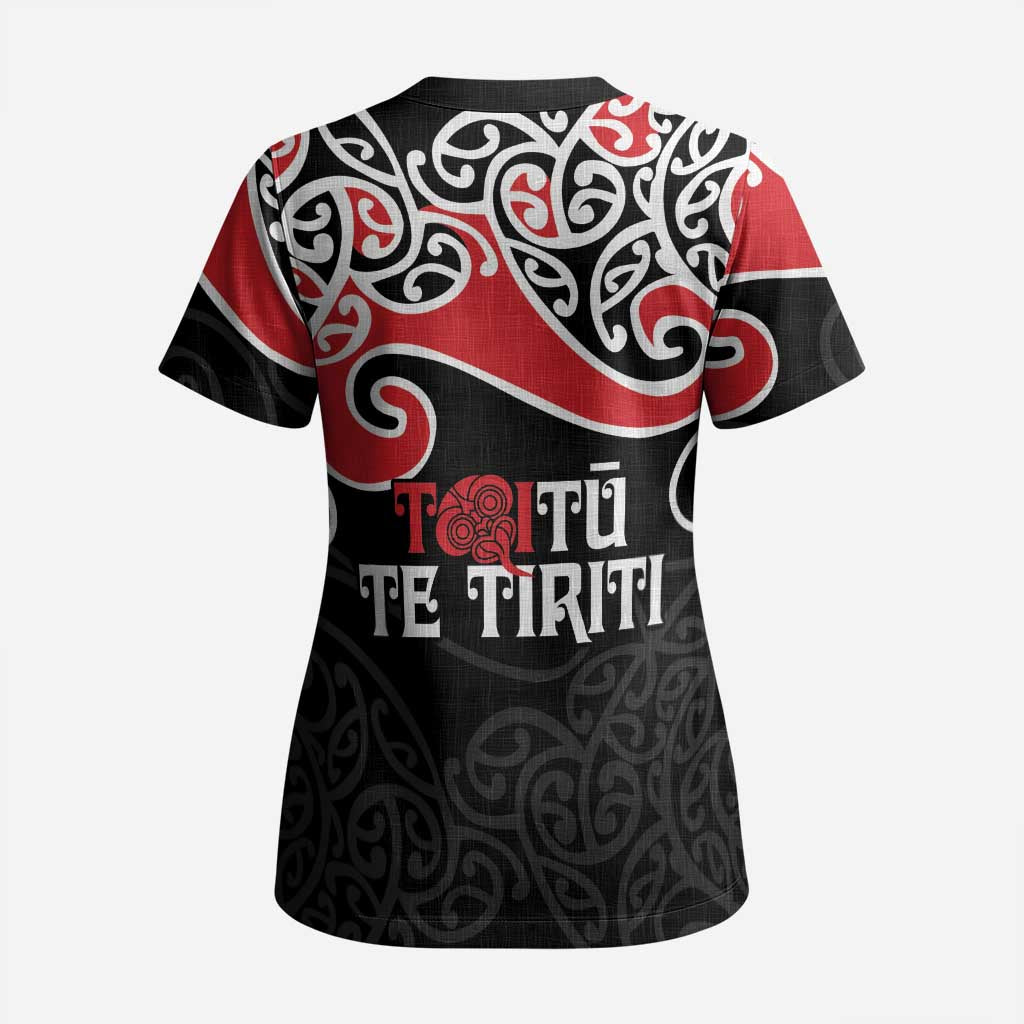 Aotearoa Toitu Te Tiriti Scrub Top New Zealand Stand Together Stand Stronger LT9 - Polynesian Pride