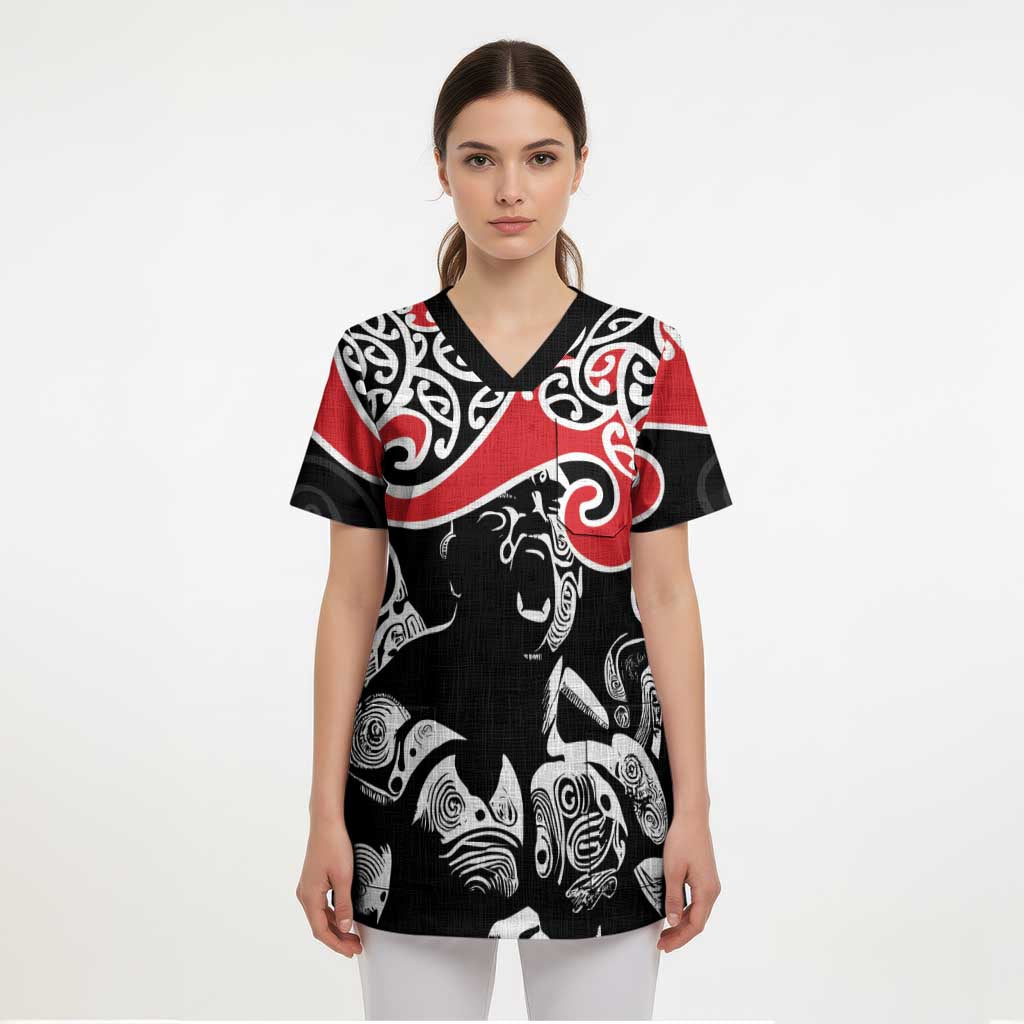 Aotearoa Toitu Te Tiriti Scrub Top New Zealand Stand Together Stand Stronger LT9 - Polynesian Pride