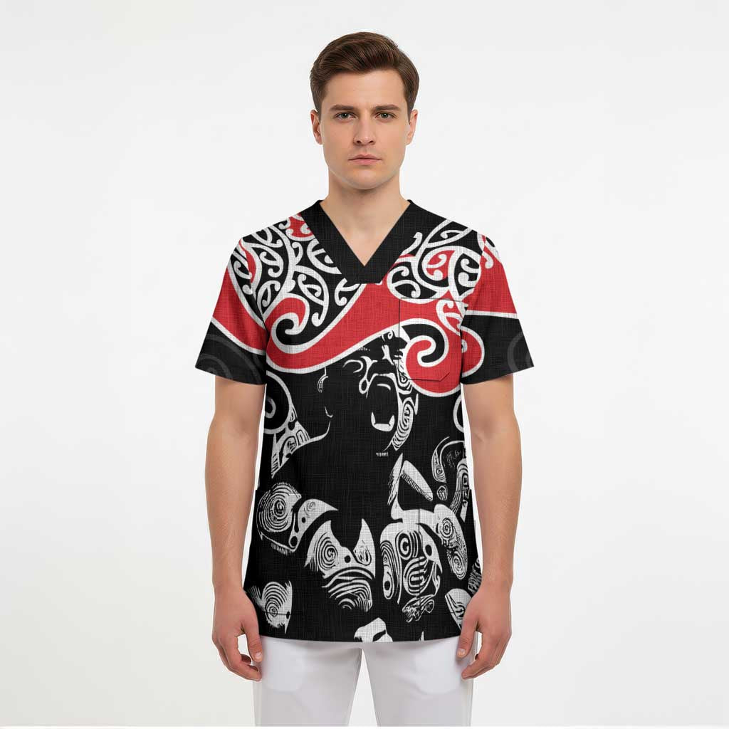 Aotearoa Toitu Te Tiriti Scrub Top New Zealand Stand Together Stand Stronger LT9 - Polynesian Pride