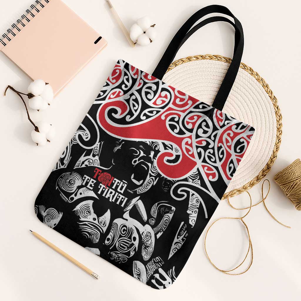 Aotearoa Toitu Te Tiriti Tote Bag New Zealand Stand Together Stand Stronger LT9 Black Strap One Size Black - Polynesian Pride