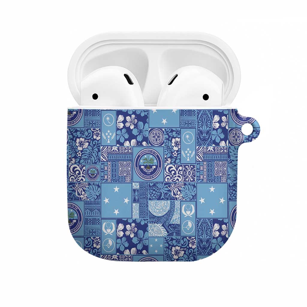 Federated States of Micronesia Merry Christmas AirPods Case Pacific Patchwork Xmas Vibes LT9 Blue - Polynesian Pride