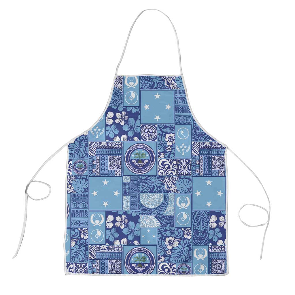 Federated States of Micronesia Merry Christmas Apron Pacific Patchwork Xmas Vibes LT9 Blue - Polynesian Pride
