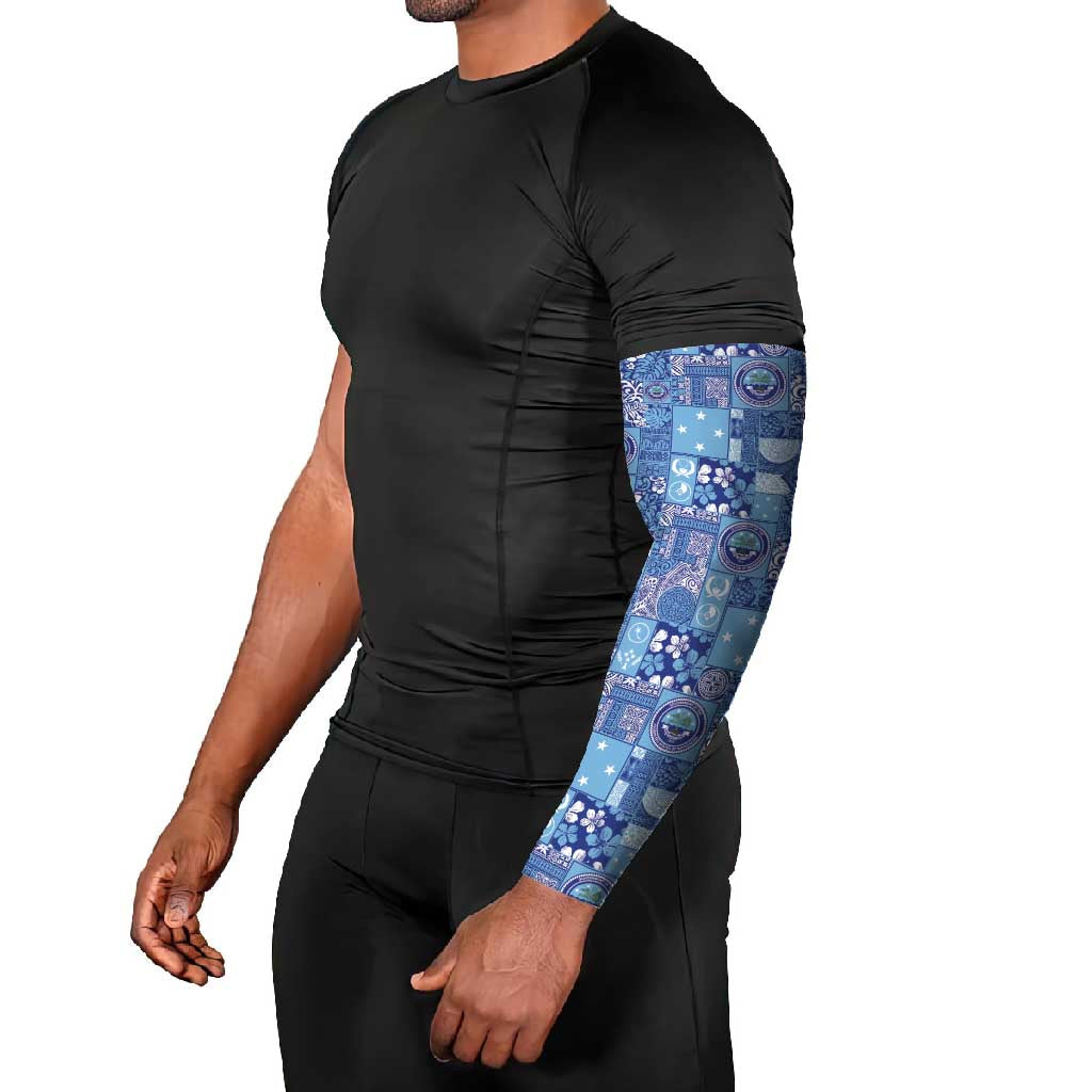 Federated States of Micronesia Merry Christmas Arm Sleeves Pacific Patchwork Xmas Vibes LT9 - Polynesian Pride