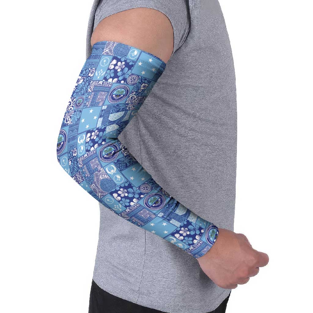 Federated States of Micronesia Merry Christmas Arm Sleeves Pacific Patchwork Xmas Vibes LT9 - Polynesian Pride