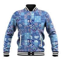 Federated States of Micronesia Merry Christmas Baseball Jacket Pacific Patchwork Xmas Vibes LT9 Unisex Blue - Polynesian Pride