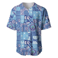 Federated States of Micronesia Merry Christmas Baseball Jersey Pacific Patchwork Xmas Vibes LT9 Blue - Polynesian Pride