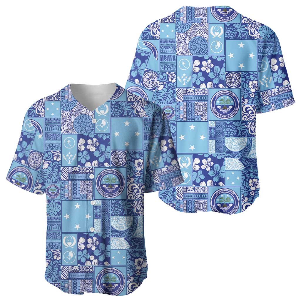 Federated States of Micronesia Merry Christmas Baseball Jersey Pacific Patchwork Xmas Vibes LT9 - Polynesian Pride