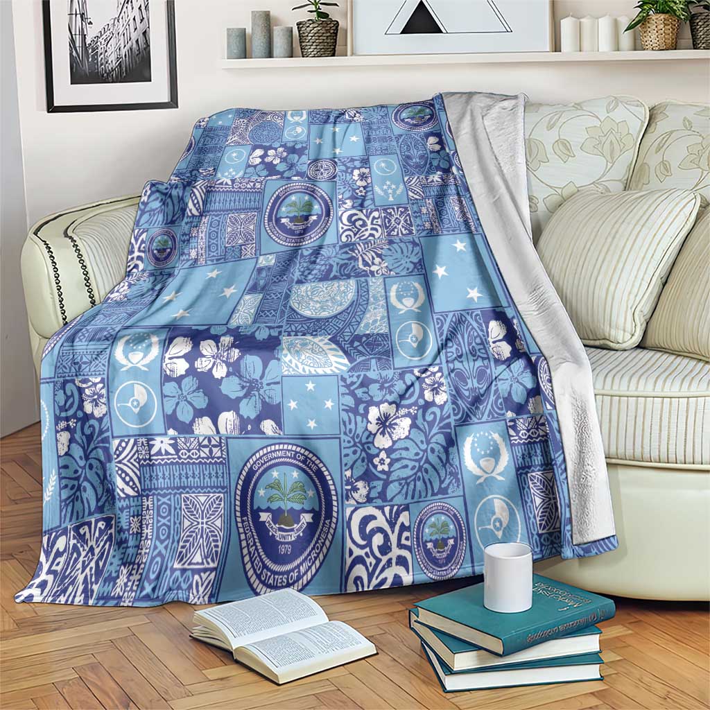 Federated States of Micronesia Merry Christmas Blanket Pacific Patchwork Xmas Vibes LT9 Blue - Polynesian Pride