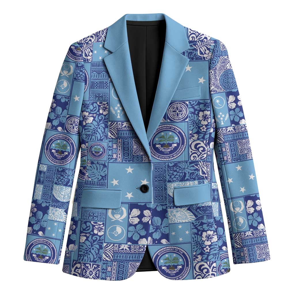 Federated States of Micronesia Merry Christmas Blazer Pacific Patchwork Xmas Vibes LT9 Unisex Blue - Polynesian Pride