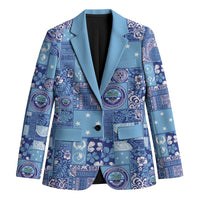 Federated States of Micronesia Merry Christmas Blazer Pacific Patchwork Xmas Vibes LT9 Unisex Blue - Polynesian Pride