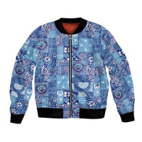 Federated States of Micronesia Merry Christmas Bomber Jacket Pacific Patchwork Xmas Vibes LT9 Unisex Blue - Polynesian Pride