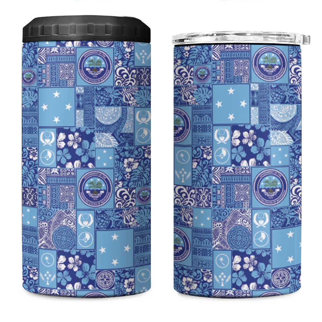 Federated States of Micronesia Merry Christmas 4 in 1 Can Cooler Tumbler Pacific Patchwork Xmas Vibes LT9 One Size: 16 oz Blue - Polynesian Pride
