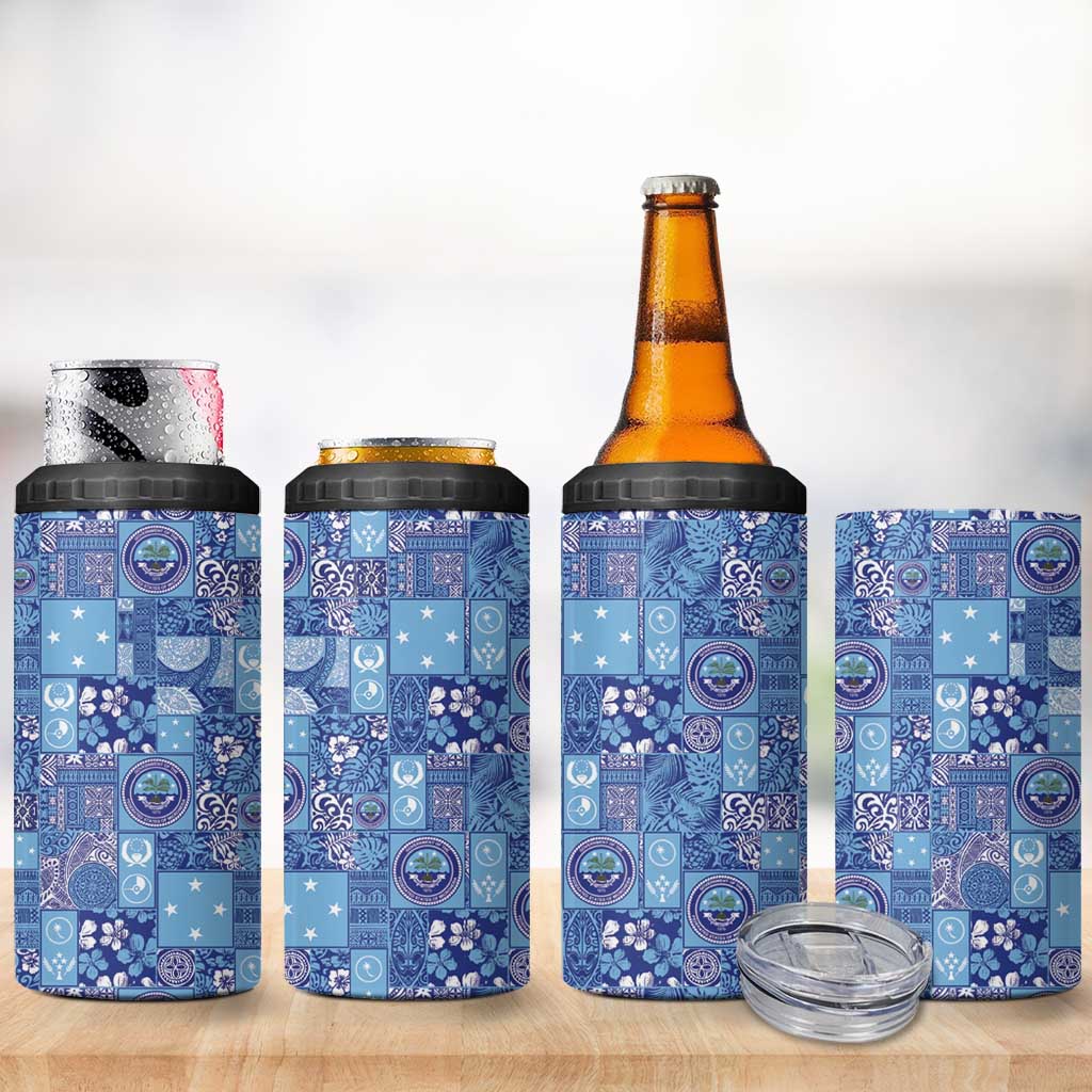 Federated States of Micronesia Merry Christmas 4 in 1 Can Cooler Tumbler Pacific Patchwork Xmas Vibes LT9 - Polynesian Pride