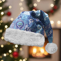Federated States of Micronesia Merry Christmas Santa Hat Pacific Patchwork Xmas Vibes LT9 With Fur Blue - Polynesian Pride