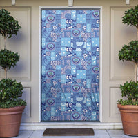 Federated States of Micronesia Merry Christmas Door Cover Pacific Patchwork Xmas Vibes LT9 Blue - Polynesian Pride