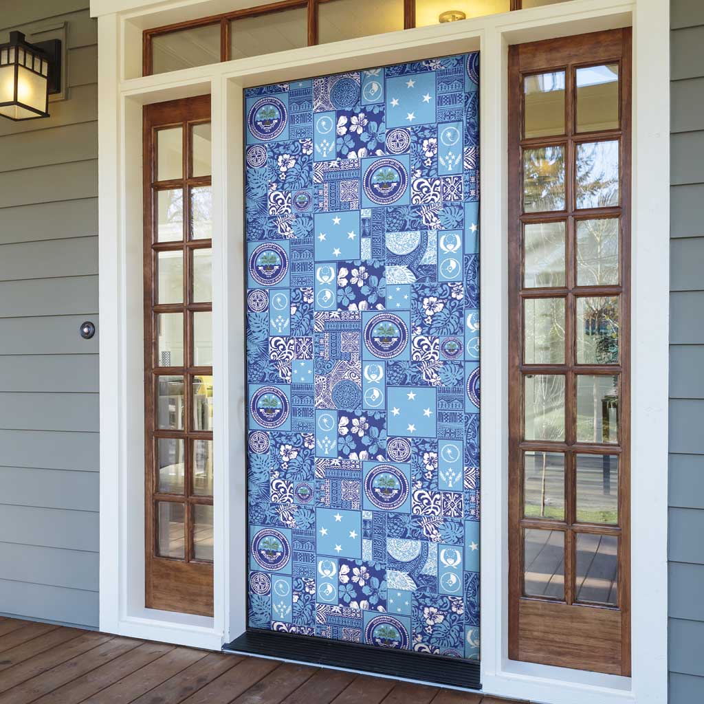 Federated States of Micronesia Merry Christmas Door Cover Pacific Patchwork Xmas Vibes LT9 - Polynesian Pride