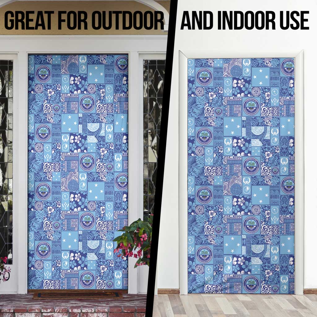 Federated States of Micronesia Merry Christmas Door Cover Pacific Patchwork Xmas Vibes LT9 - Polynesian Pride