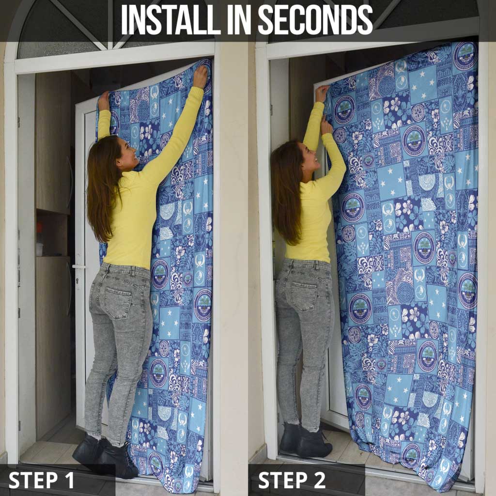 Federated States of Micronesia Merry Christmas Door Cover Pacific Patchwork Xmas Vibes LT9 - Polynesian Pride