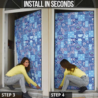 Federated States of Micronesia Merry Christmas Door Cover Pacific Patchwork Xmas Vibes LT9 - Polynesian Pride