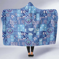 Federated States of Micronesia Merry Christmas Hooded Blanket Pacific Patchwork Xmas Vibes LT9 One Size Blue - Polynesian Pride