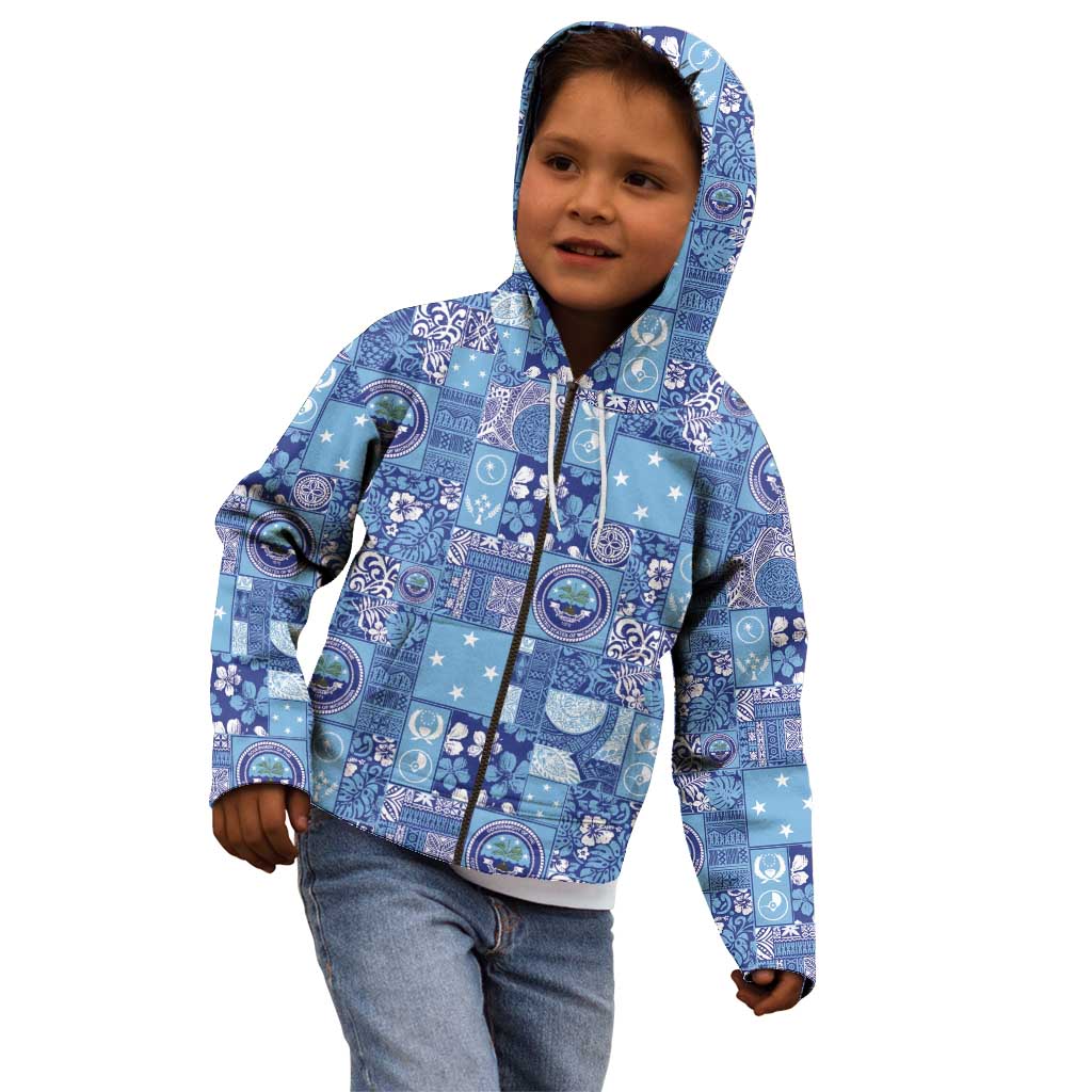 Federated States of Micronesia Merry Christmas Kid Hoodie Pacific Patchwork Xmas Vibes LT9 - Polynesian Pride