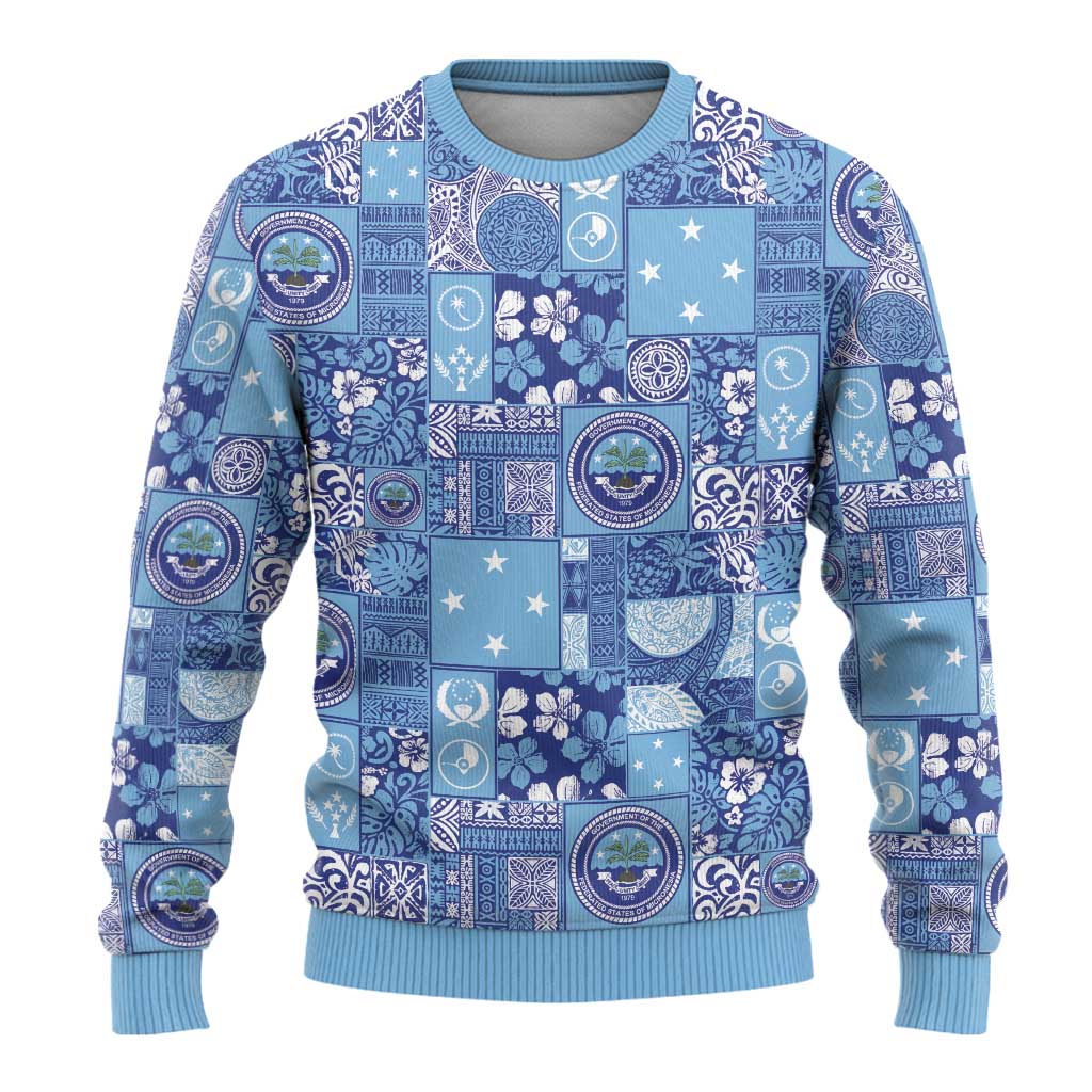 Federated States of Micronesia Merry Christmas Ugly Christmas Sweater Pacific Patchwork Xmas Vibes LT9 - Polynesian Pride