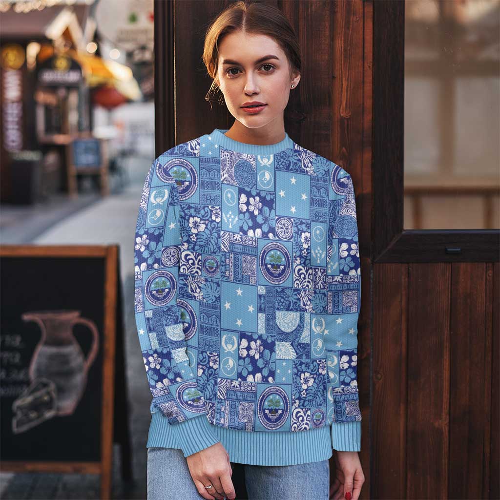 Federated States of Micronesia Merry Christmas Ugly Christmas Sweater Pacific Patchwork Xmas Vibes LT9 - Polynesian Pride
