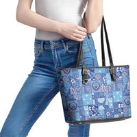Federated States of Micronesia Merry Christmas Leather Tote Bag Pacific Patchwork Xmas Vibes LT9 - Polynesian Pride