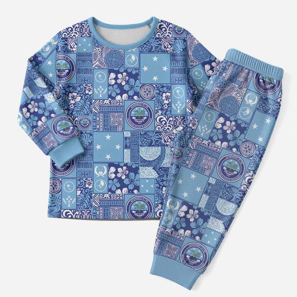 Federated States of Micronesia Merry Christmas Pajama Set Pacific Patchwork Xmas Vibes LT9 Men Blue - Polynesian Pride