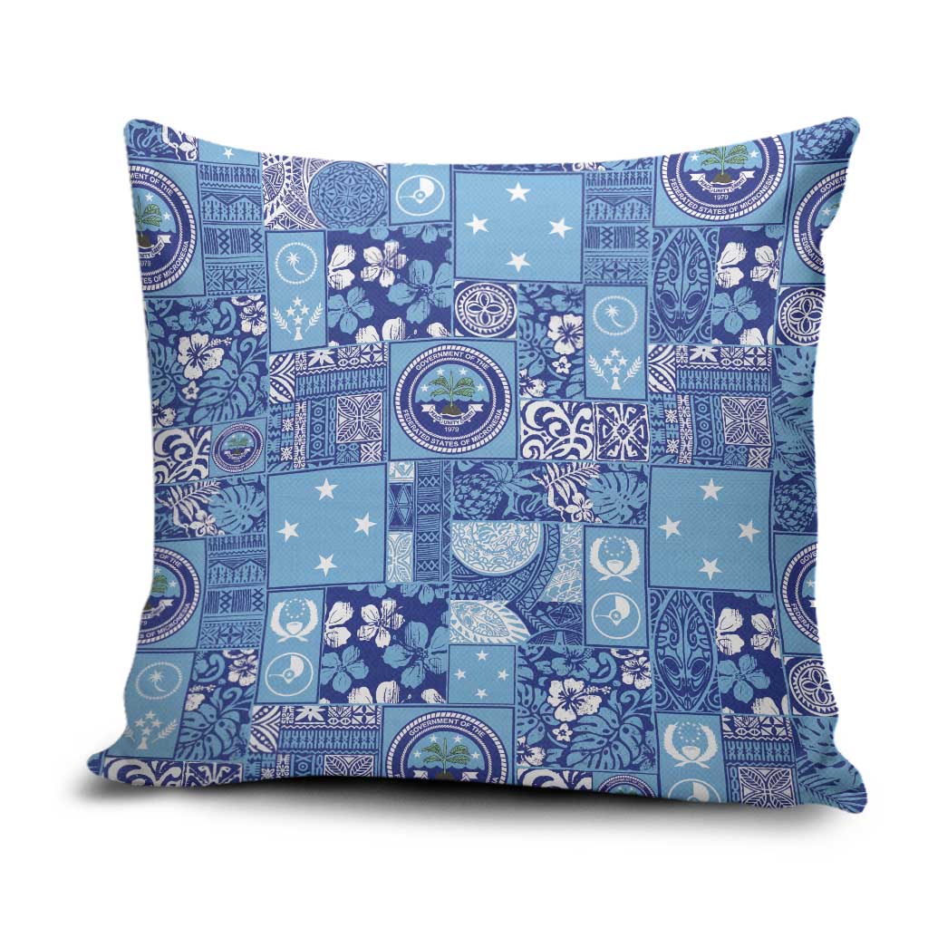 Federated States of Micronesia Merry Christmas Pillow Cover Pacific Patchwork Xmas Vibes LT9 Blue - Polynesian Pride