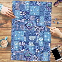 Federated States of Micronesia Merry Christmas Puzzle Pacific Patchwork Xmas Vibes LT9 Blue - Polynesian Pride