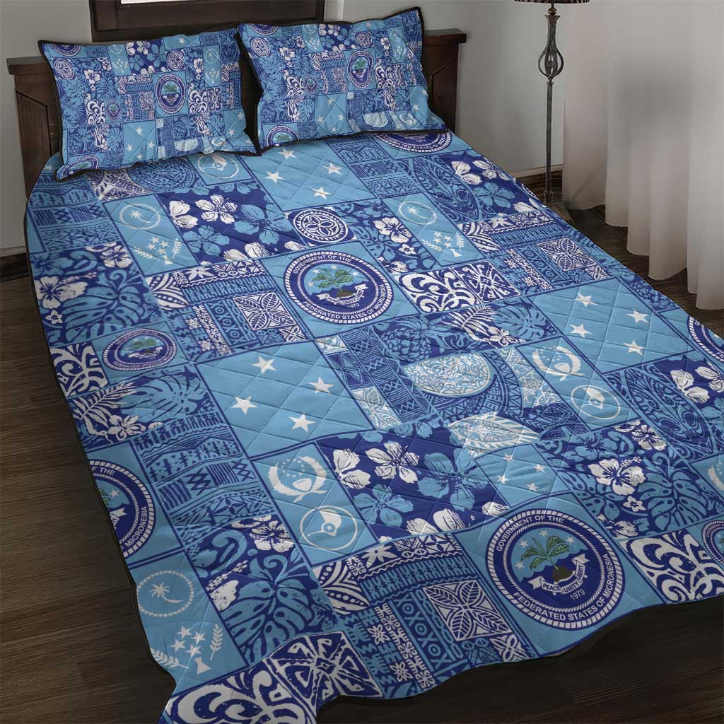 Federated States of Micronesia Merry Christmas Quilt Bed Set Pacific Patchwork Xmas Vibes LT9 Blue - Polynesian Pride