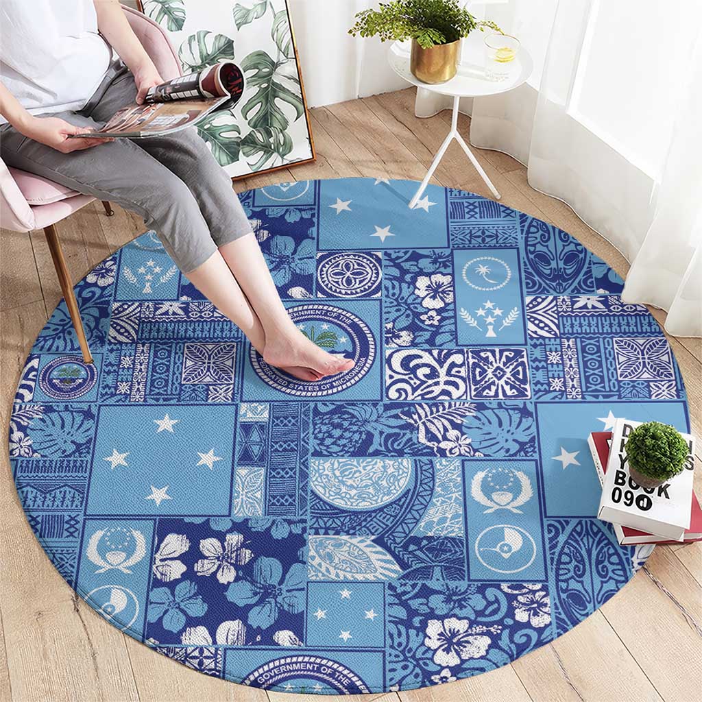 Federated States of Micronesia Merry Christmas Round Carpet Pacific Patchwork Xmas Vibes LT9 - Polynesian Pride