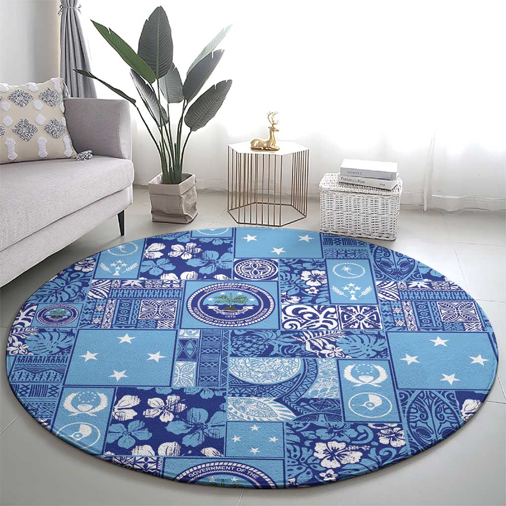 Federated States of Micronesia Merry Christmas Round Carpet Pacific Patchwork Xmas Vibes LT9 - Polynesian Pride