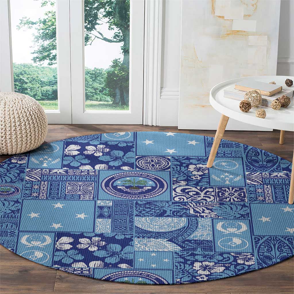 Federated States of Micronesia Merry Christmas Round Carpet Pacific Patchwork Xmas Vibes LT9 - Polynesian Pride