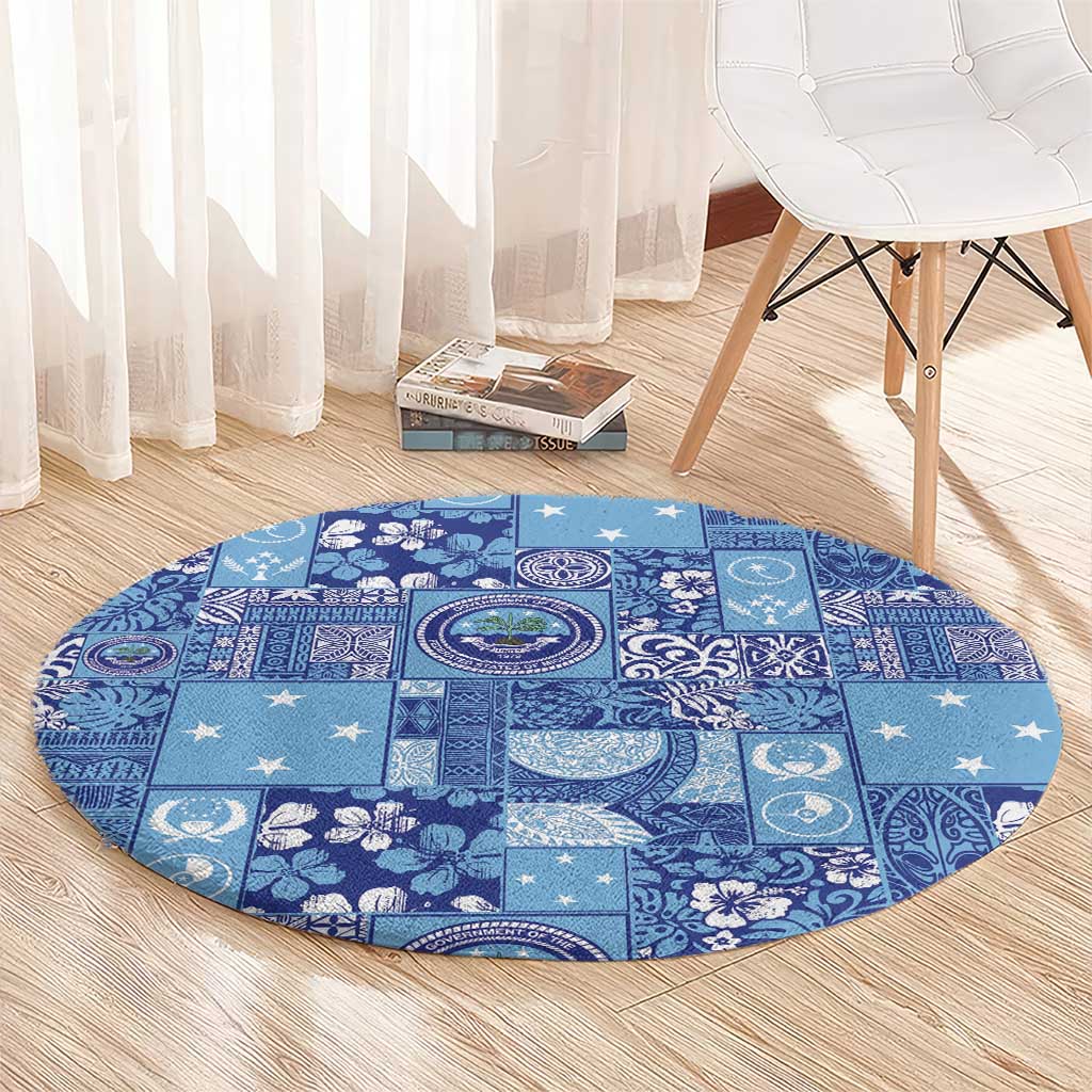 Federated States of Micronesia Merry Christmas Round Carpet Pacific Patchwork Xmas Vibes LT9 - Polynesian Pride