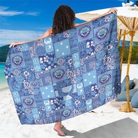 Federated States of Micronesia Merry Christmas Sarong Pacific Patchwork Xmas Vibes LT9 One Size 44 x 66 inches Blue - Polynesian Pride