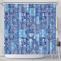 Federated States of Micronesia Merry Christmas Shower Curtain Pacific Patchwork Xmas Vibes LT9 - Polynesian Pride