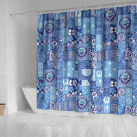 Federated States of Micronesia Merry Christmas Shower Curtain Pacific Patchwork Xmas Vibes LT9 - Polynesian Pride