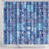 Federated States of Micronesia Merry Christmas Shower Curtain Pacific Patchwork Xmas Vibes LT9 - Polynesian Pride