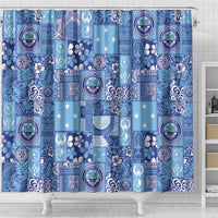 Federated States of Micronesia Merry Christmas Shower Curtain Pacific Patchwork Xmas Vibes LT9 - Polynesian Pride