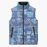 Federated States of Micronesia Merry Christmas Sleeveless Puffer Jacket Pacific Patchwork Xmas Vibes LT9 Unisex Blue - Polynesian Pride