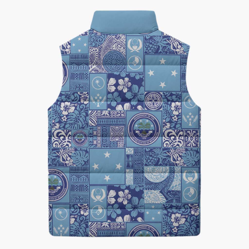 Federated States of Micronesia Merry Christmas Sleeveless Puffer Jacket Pacific Patchwork Xmas Vibes LT9 - Polynesian Pride