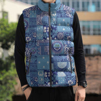 Federated States of Micronesia Merry Christmas Sleeveless Puffer Jacket Pacific Patchwork Xmas Vibes LT9 - Polynesian Pride