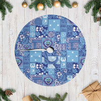 Federated States of Micronesia Merry Christmas Tree Skirt Pacific Patchwork Xmas Vibes LT9 Casual Blue - Polynesian Pride
