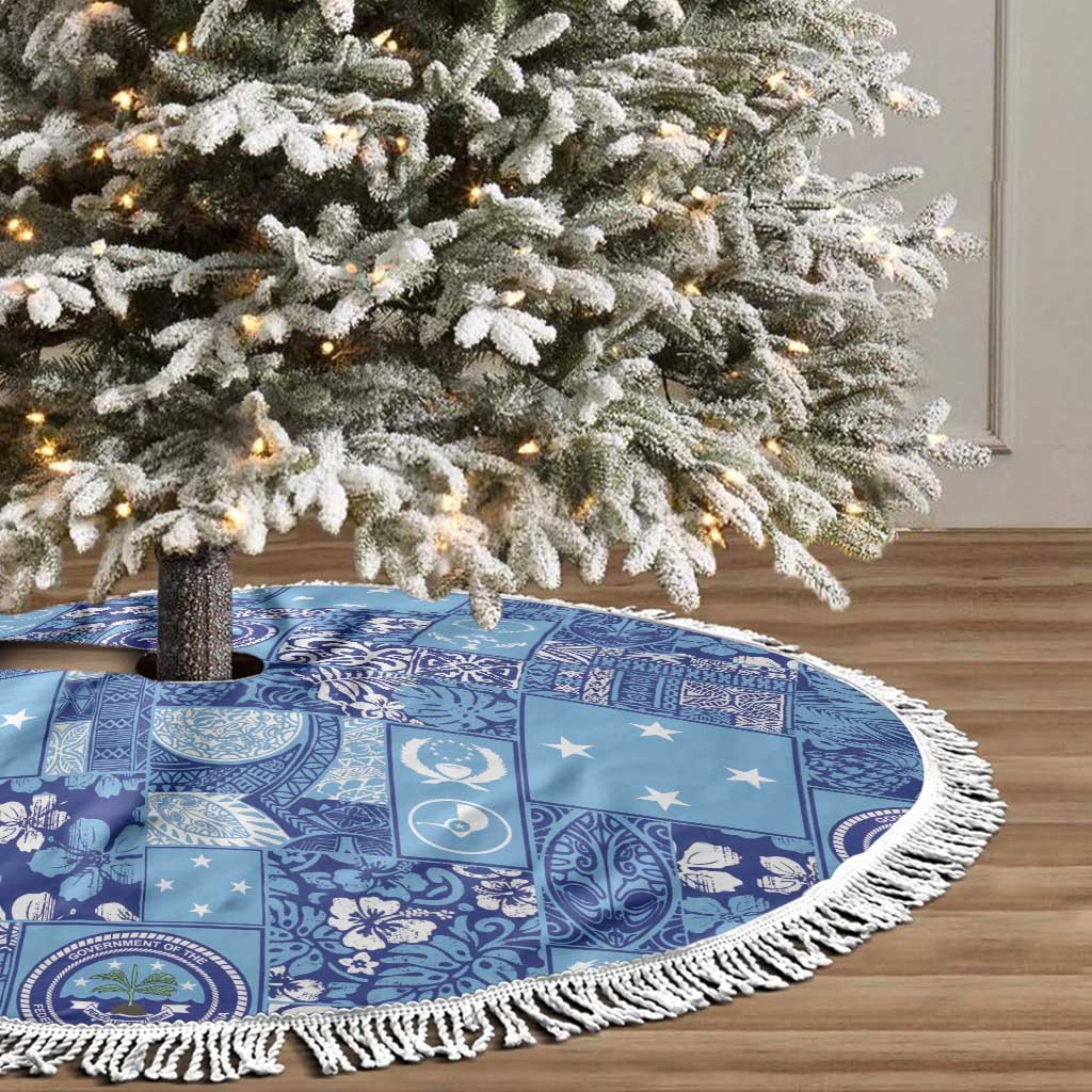 Federated States of Micronesia Merry Christmas Tree Skirt Pacific Patchwork Xmas Vibes LT9 - Polynesian Pride
